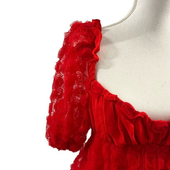 For Love & Lemons Hannah Mini Dress Red Floral Lace Size M NWT - Picture 4 of 8